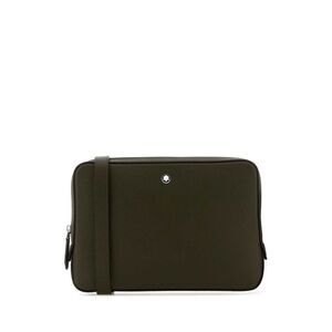 Montblanc Men Olive Green Leather Sartorial Crossbody Bag
